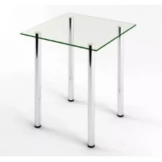 Glass dining table D-01-0 with tempered glass and chrome legs